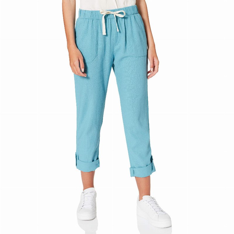 Women's On The Seashore-Linen Cargo Trousers Pants