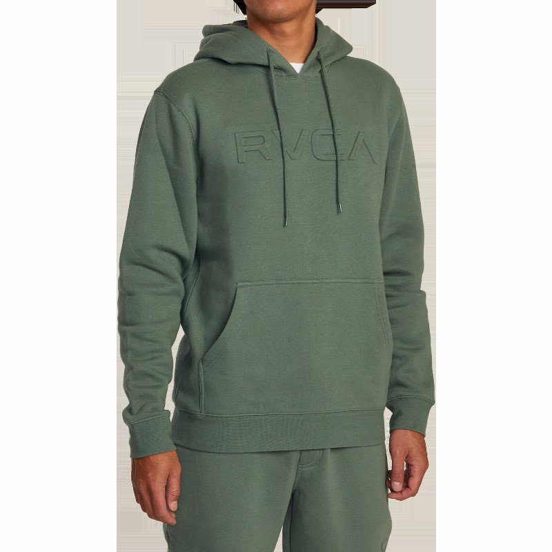 Big RVCA Embossed Hoodie in Jade