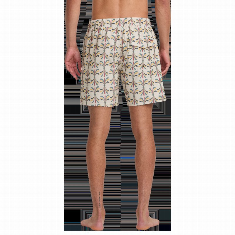 Lauryn Alvarez Eye Floral Volley Shorts in Light Khaki