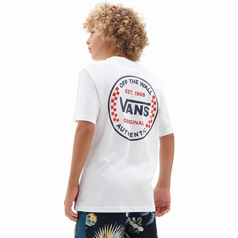 VANS Boys Authentic Checker T-shirt (8-14 Years) (white) Boys White, Size XL