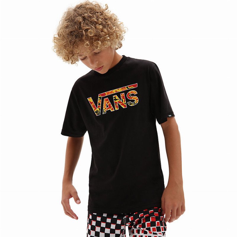 VANS Boys Vans Classic Logo Fill T-shirt (8-14 Years) (black-flame Camo) Boys Black, Size XL