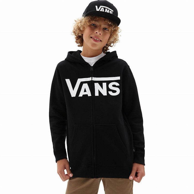 BOYS CLASSIC ZIP HOODIE (8-14+ YEARS) (BLACK-WHITE) BLACK