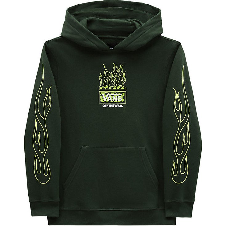 BOYS NEON FLAMES PULLOVER HOODIE (8-14 YEARS) (MOUNTAIN VIEW) GREEN