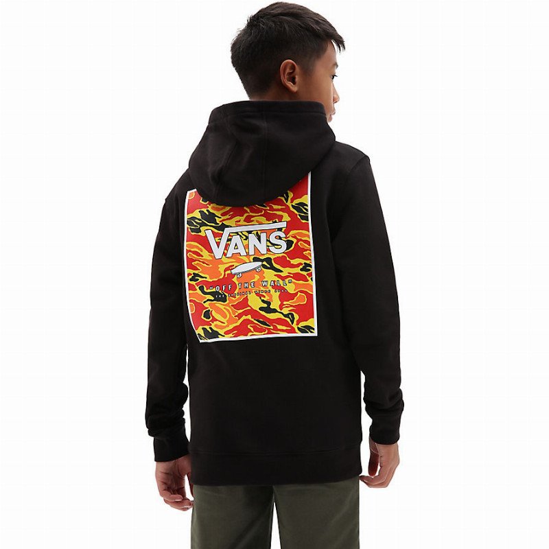 VANS Boys Print Box Back Hoodie Hoodie (8-14 Years) (black-flame Camo) Boys Black, Size XL