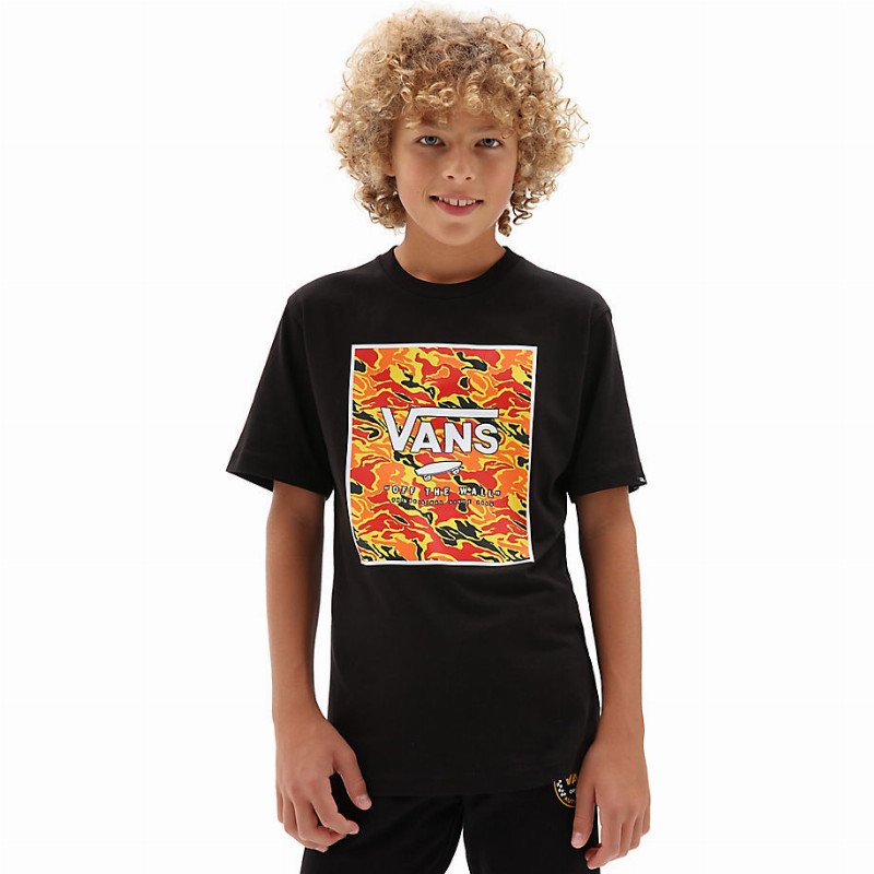 VANS Boys Print Box T-shirt (8-14 Years) (black-flame Camo) Boys Black, Size XL