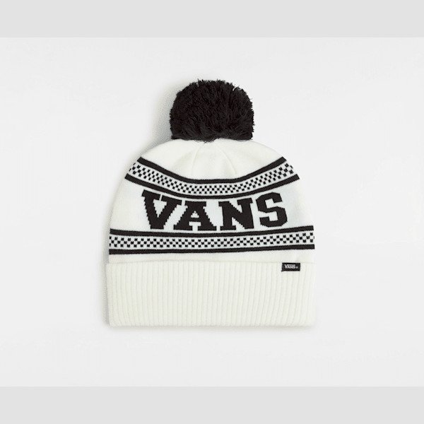 Vans - Vans Check Pom Beanie, Man, White, Size: One size