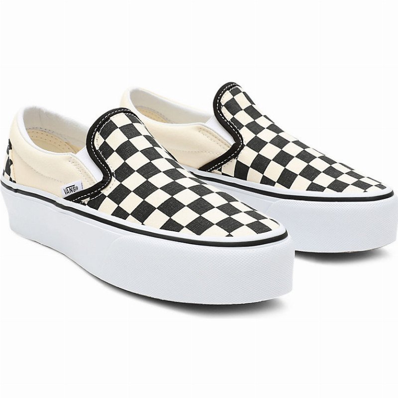 VANS Checkerboard Classic Slip-on Platform Shoes (blk&whtchckerboard/wht) Women White, Size 12