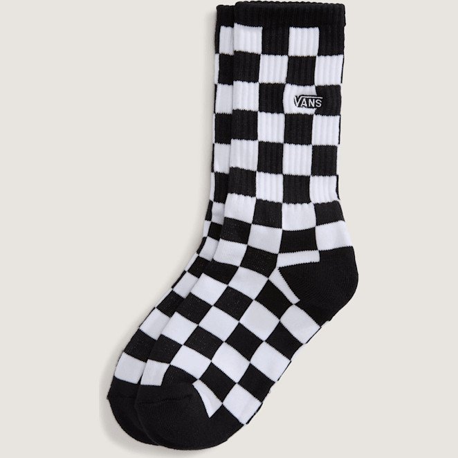 Vans - Checkerboard Crew Socks (1 Pair), Black, Size: XS
