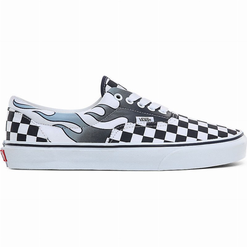 vans blue checkerboard flame