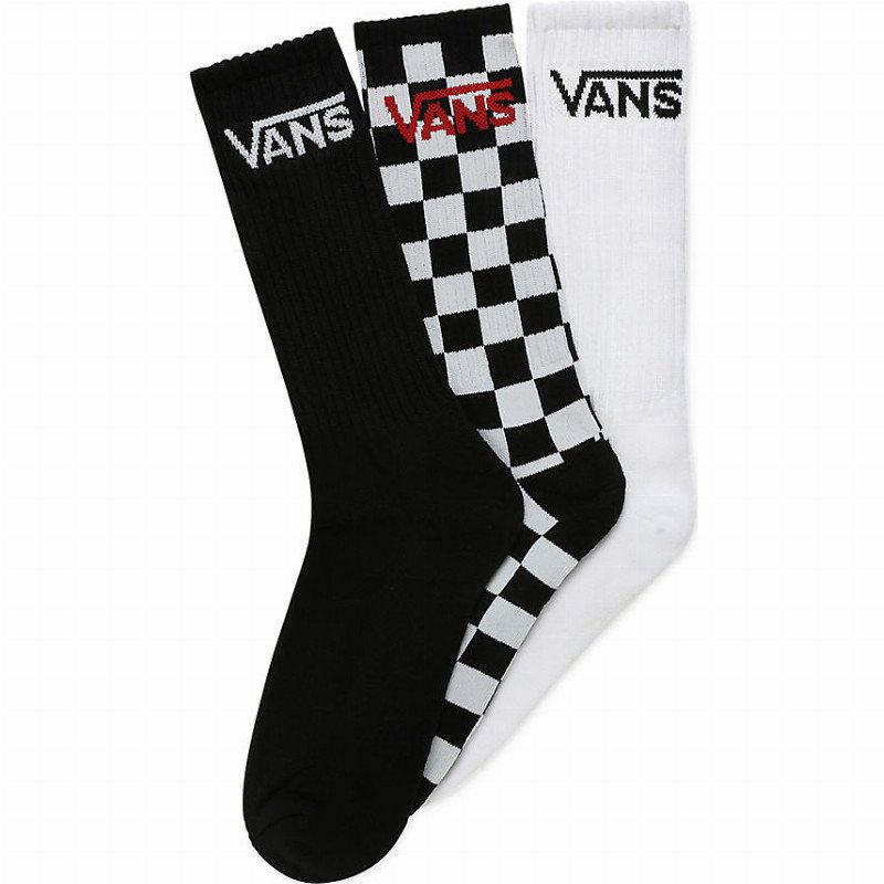 VANS Classic Crew Socks (3 Pairs) (black-checkerboard) Men Black, One Size