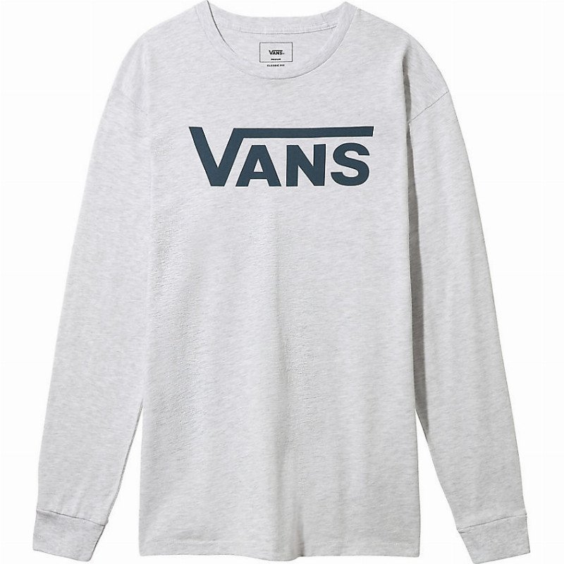 VANS Vans Classic Long Sleeve T-shirt (ash Heather-stargazer) Men Grey, Size XXL