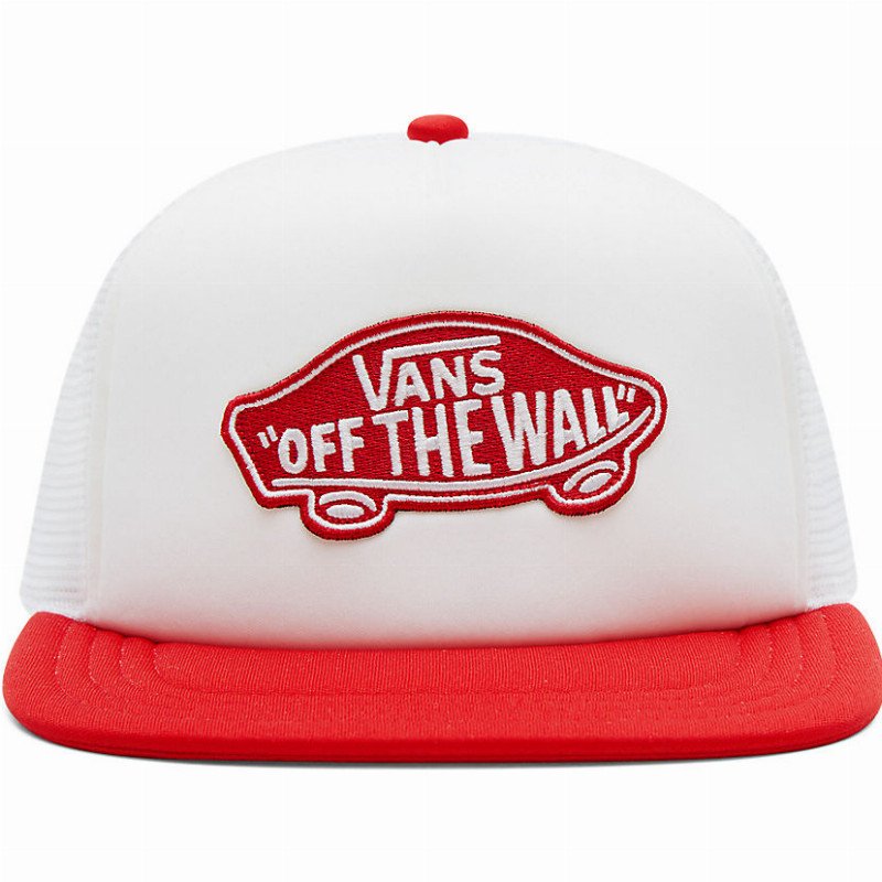 VANS Classic Patch Trucker Hat (white-high Risk Red) Men White, One Size