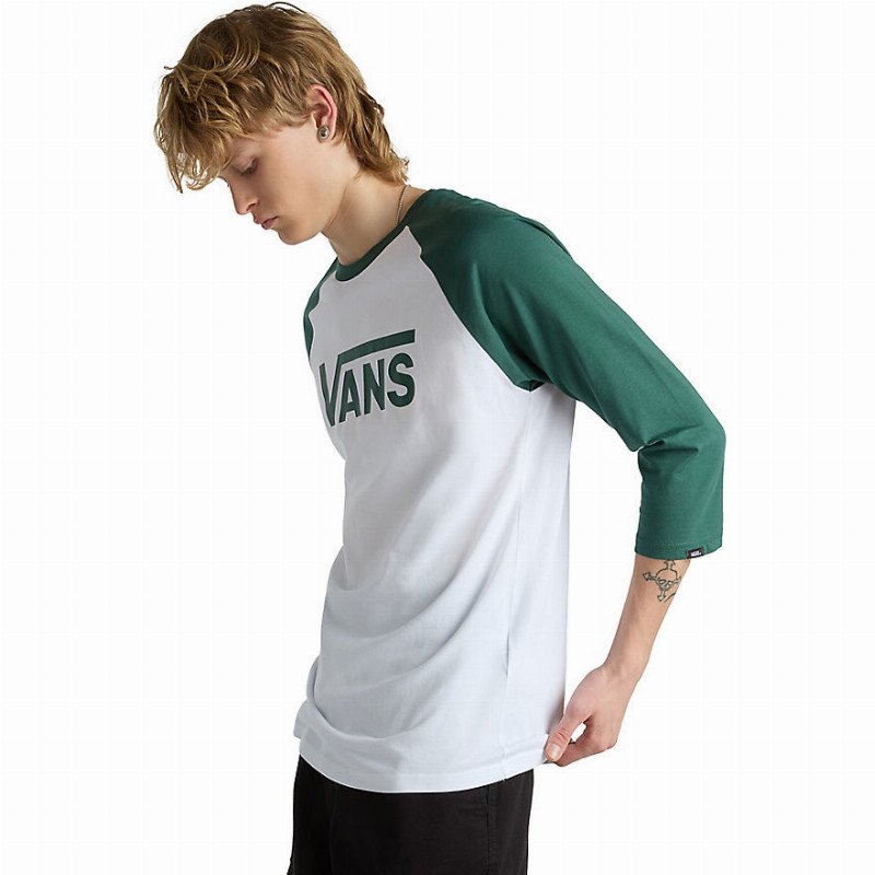 VANS Classic Raglan T-shirt (white-bistro Green) Men Green, Size XXL