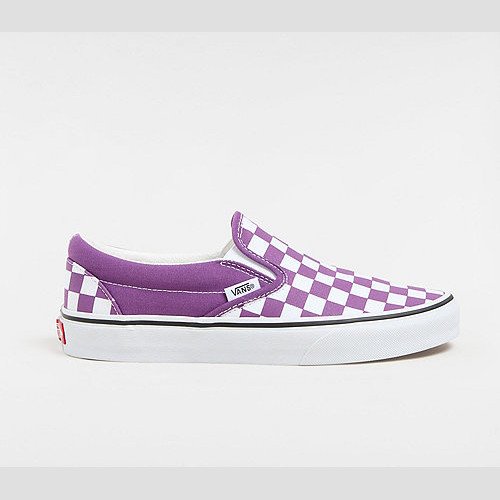VANS Classic Slip-on Checkerboard Shoes (color Theory Checkerboard Purple Magic) Unisex White, Size 12