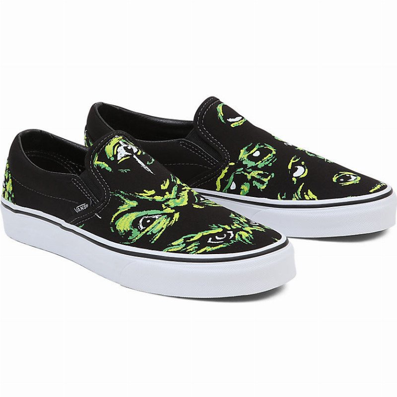 CLASSIC SLIP-ON SHOES (EYES IN THE DARK BLACK/MULTI) MEN,WOMEN BLACK
