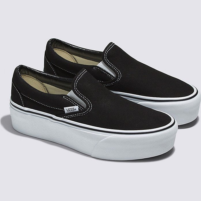 VANS Classic Slip-on Stackform Shoes (black/true Whit) Women Black, Size 12