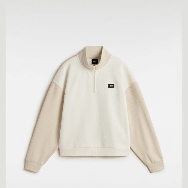 Vans - Colorblock Half Zip Sweatshirt, Woman, Beige, Size: L