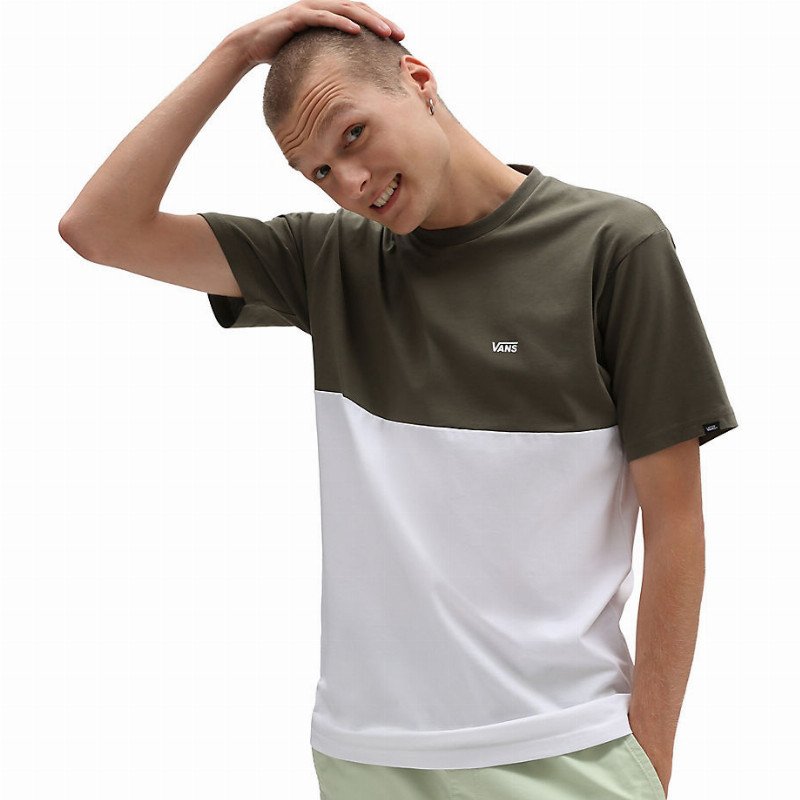 VANS Colorblock T-shirt (white-grape Leaf) Men Green, Size XXL