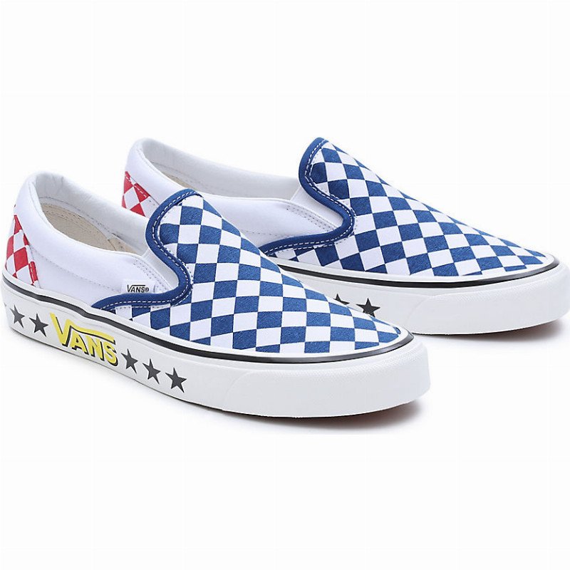 DIAMOND CHECK CLASSIC SLIP-ON 98 DX SHOES (BLUE/WHITE) UNISEX BLUE