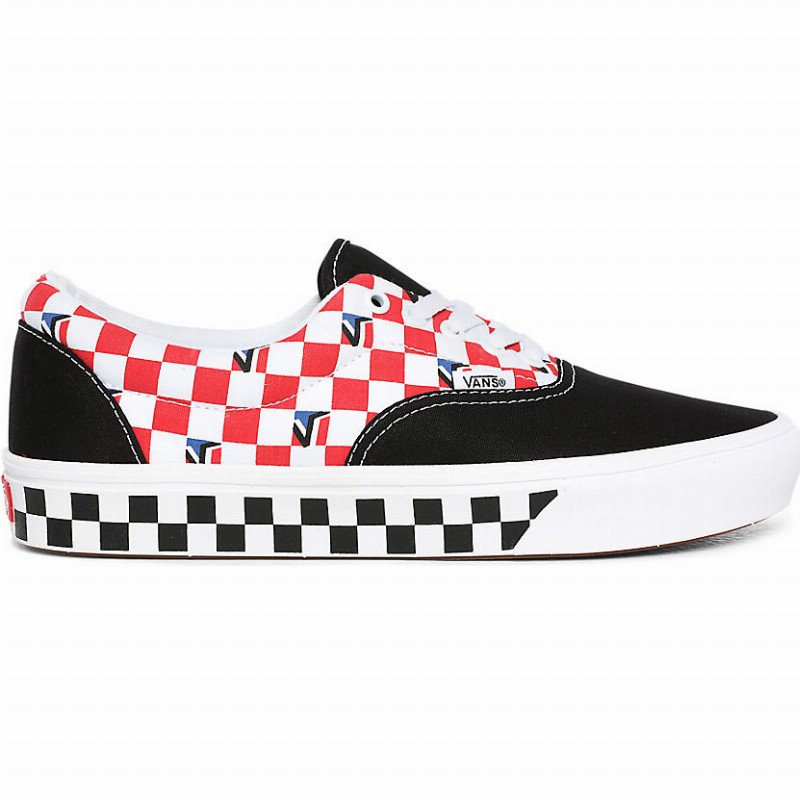 DIMENSION COMFYCUSH ERA SHOES ((DIMENSION) BLACK/RED/BLUE/CHECKER) WOMEN RED