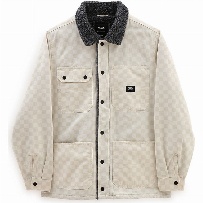 DRILL CHORE COAT SHERPA (ANTIQUE WHITE-CHECKERBOARD) MEN WHITE