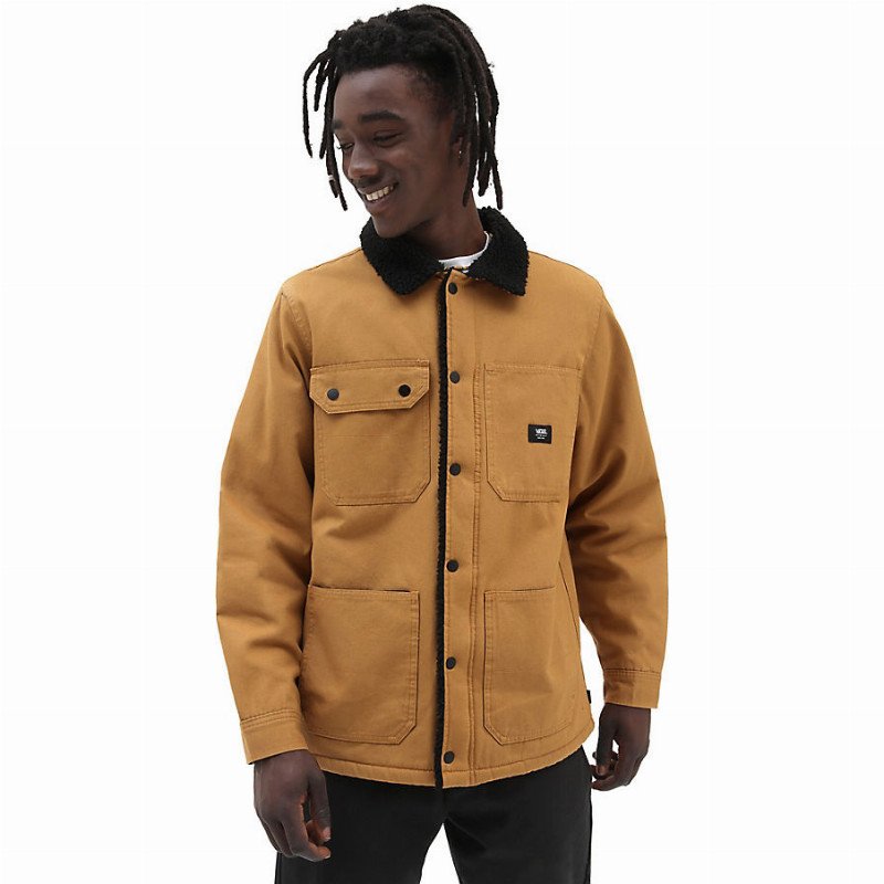 DRILL CHORE COAT SHERPA JACKET (BONE BROWN) MEN BROWN