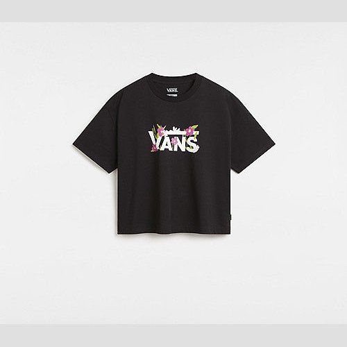 VANS Fleurs Os Crop T-shirt (black) Women Black, Size XXS
