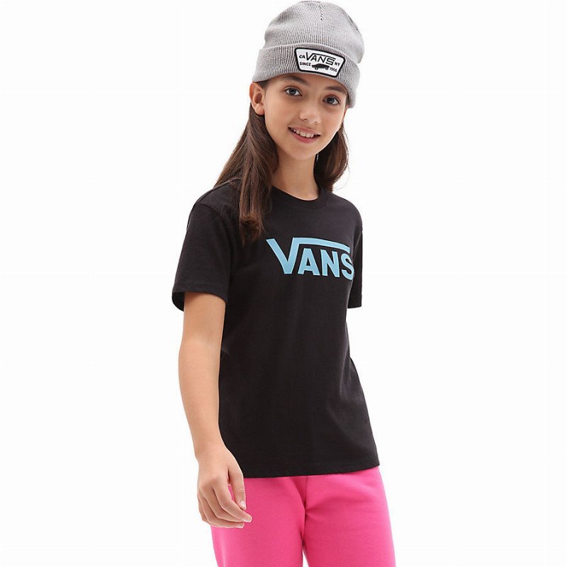 VANS Girls Flying V Crew T-shirt (8-14 Years) (delphinium Blue-black) Girls Black, Size XL