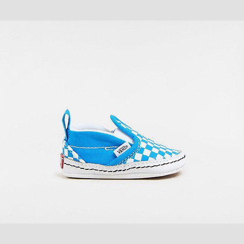 VANS Infant Checkerboard Slip-on Hook And Loop Crib Shoes (0-1 Year) (color Theory Checkerboard Brilliant Blue) Infant White, Size 3.5