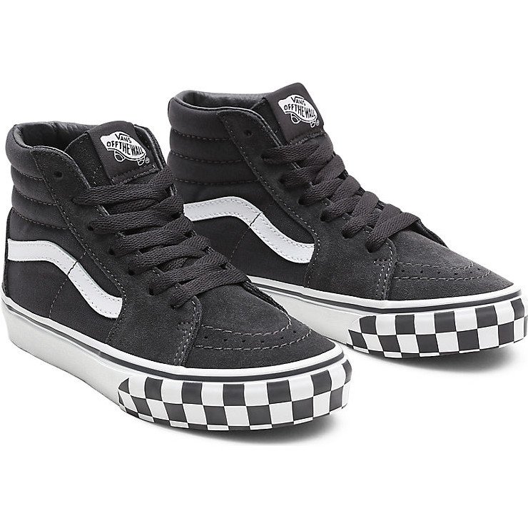 KIDS CHECK BUMPER SK8-HI SHOES (4-8 YEARS) ((CHECK BUMPER) ASPHALT/TRUE WHITE) GREY