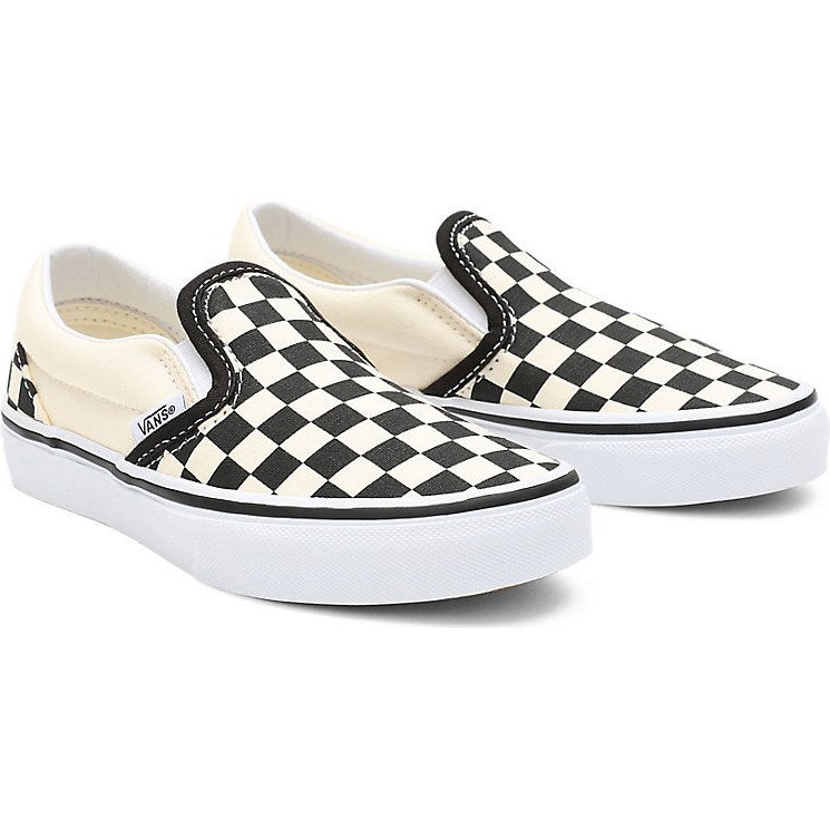 KIDS CHECKERBOARD CLASSIC SLIP-ON SHOES (4-8 YEARS) ((CHECKERBOARD) BLACK/WHITE) ORIGINAL CLASSIC