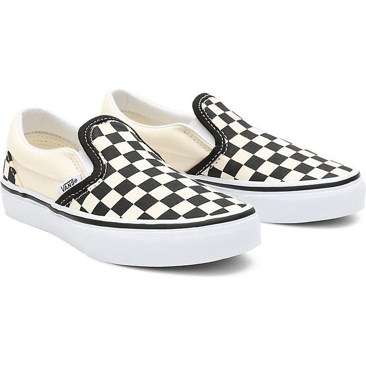 VANS Kids Checkerboard Classic Slip-on Shoes (4-8 Years) ((checkerboard) Black/white) Kids White, Size 2