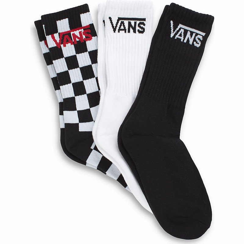VANS Kids Classic Crew Socks 1-6 (3 Pairs) (black Checkerboard) Boys Black, One Size