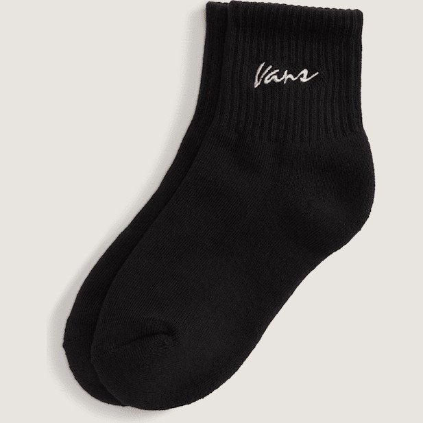Vans - Kids Classic Script Half Crew Socks (6 Pairs), Black, Size: XXS