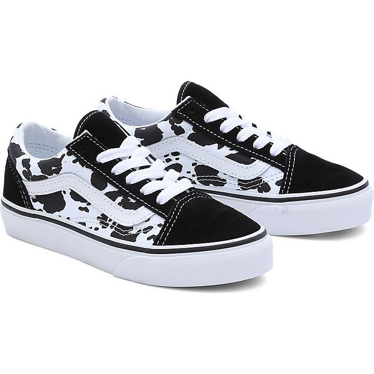 KIDS COW OLD SKOOL SHOES (4-8 YEARS) (BLACK/TRUE WHIT) BLACK