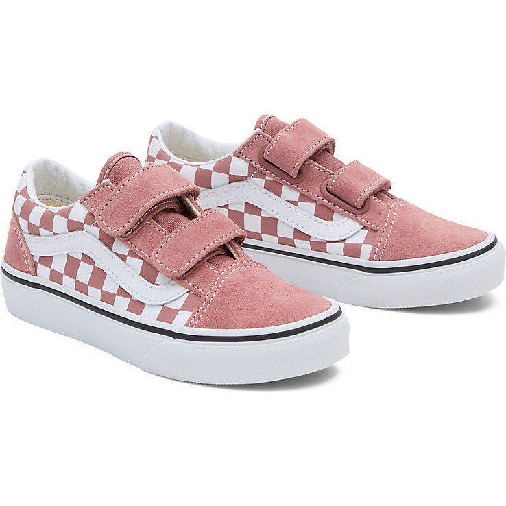 Vans KIDS OLD SKOOL V CHECKERBOARD SHOES 4 8 YEARS COLOR THEORY WITHERED ROSE PINK