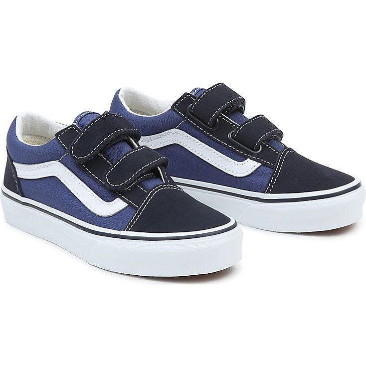 KIDS OLD SKOOL VELCRO SHOES (4-8 YEARS) (NAVY/TRUE WHITE) BLUE