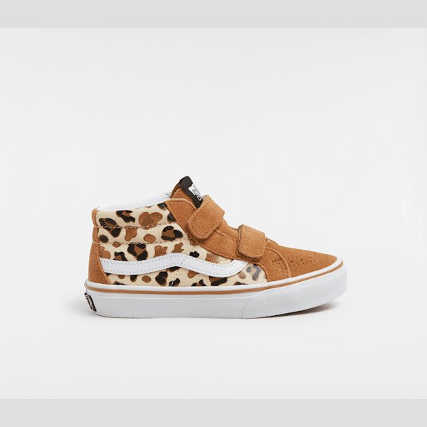 Vans - Kids Sk8-Mid Reissue Hook and Loop Shoes (4-8 Years), Brown, Size: 11