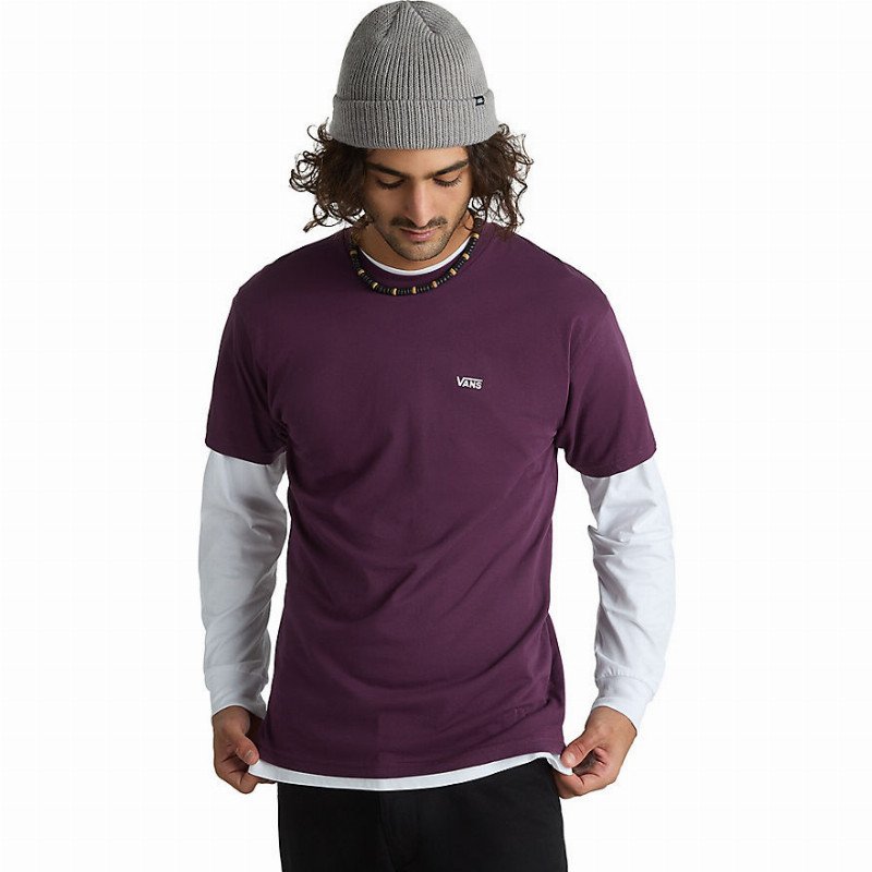 VANS Left Chest Logo T-shirt (blackberry Wine) Men Purple, Size XXL