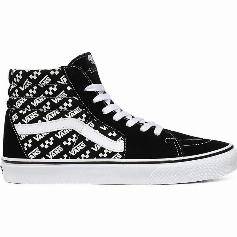 VANS Logo Repeat Sk8-hi Shoes ((logo Repeat) Black/true White) Women Black, Size 12