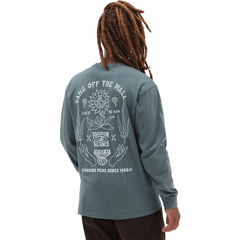 MAKING PEACE VINTAGE LONG SLEEVE T-SHIRT (STORMY WEATHER) MEN GREY