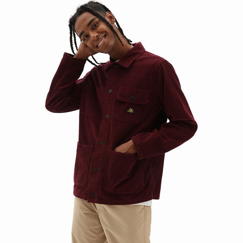 MICRO DAZED CORDUROY CHORE COAT (PORT-SAFFROM) MEN RED