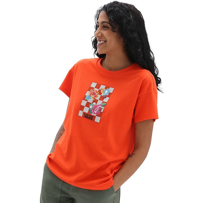 NEEDLEWORK BOXY BOYFRIEND T-SHIRT (ELECTRIC ORANGE) WOMEN ORANGE