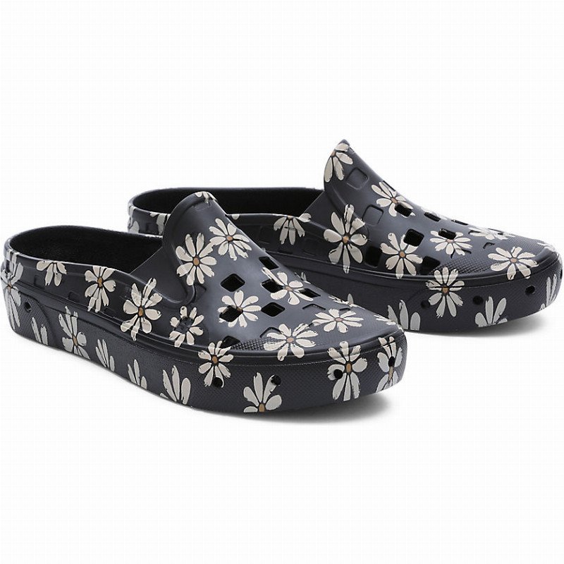 PAINTED NATURAL SLIP-ON MULE TRK SHOES (BLACK/WHITE) UNISEX BLACK