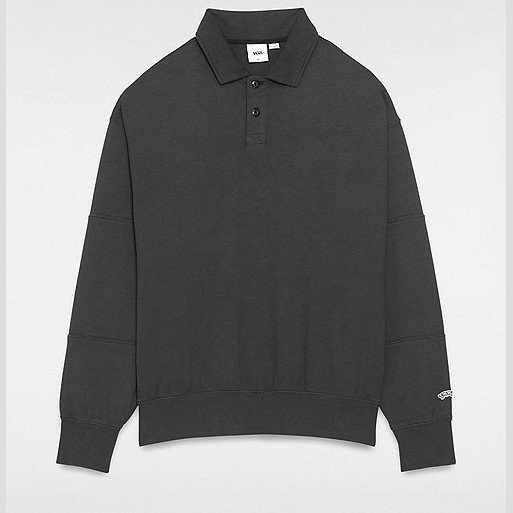 VANS Premium Collared Long Sleeve Rugby Shirt (washed Black) Men Black, Size XXL