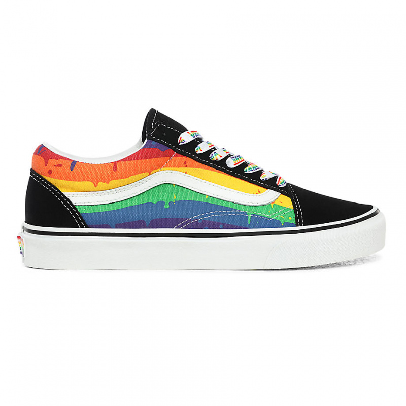 black vans with rainbow