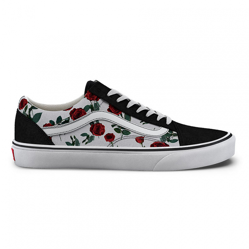 black vans with red roses