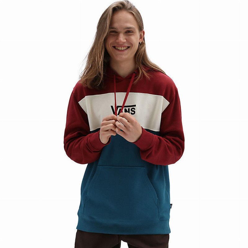 Vans RETRO ACTIVE PULLOVER HOODIE POMEGRANATE ANTIQUE WHITE BLUE CORAL MEN RED