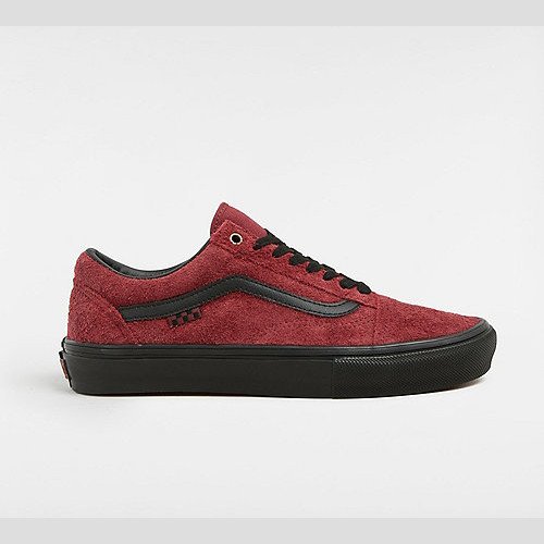 SKATE OLD SKOOL HAIRY SUEDE SHOE (BLACK/BURGUNDY) UNISEX BURGUNDY