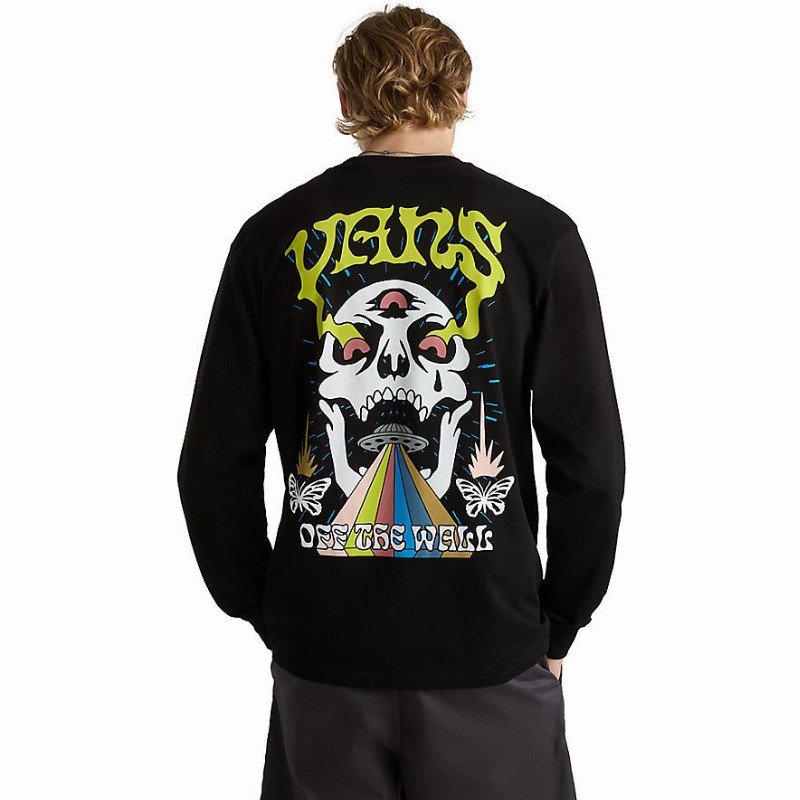 SKULL SAUCER LONG SLEEVE T-SHIRT (BLACK) MEN BLACK